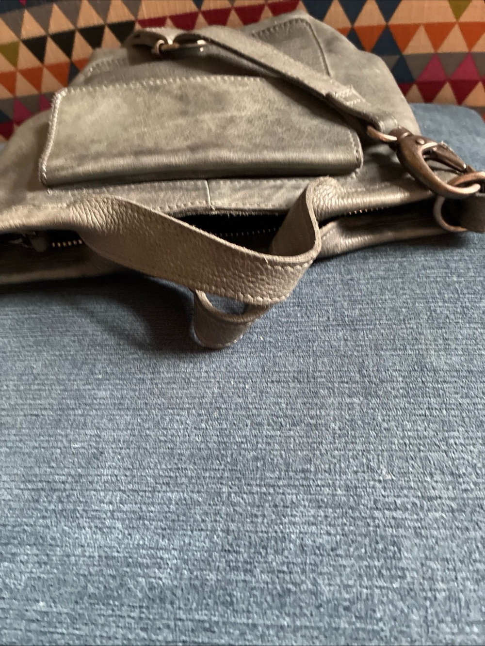 Latico Bianca Leather Tote Crossbody Bag in gray/blue - Picture 3 of 8